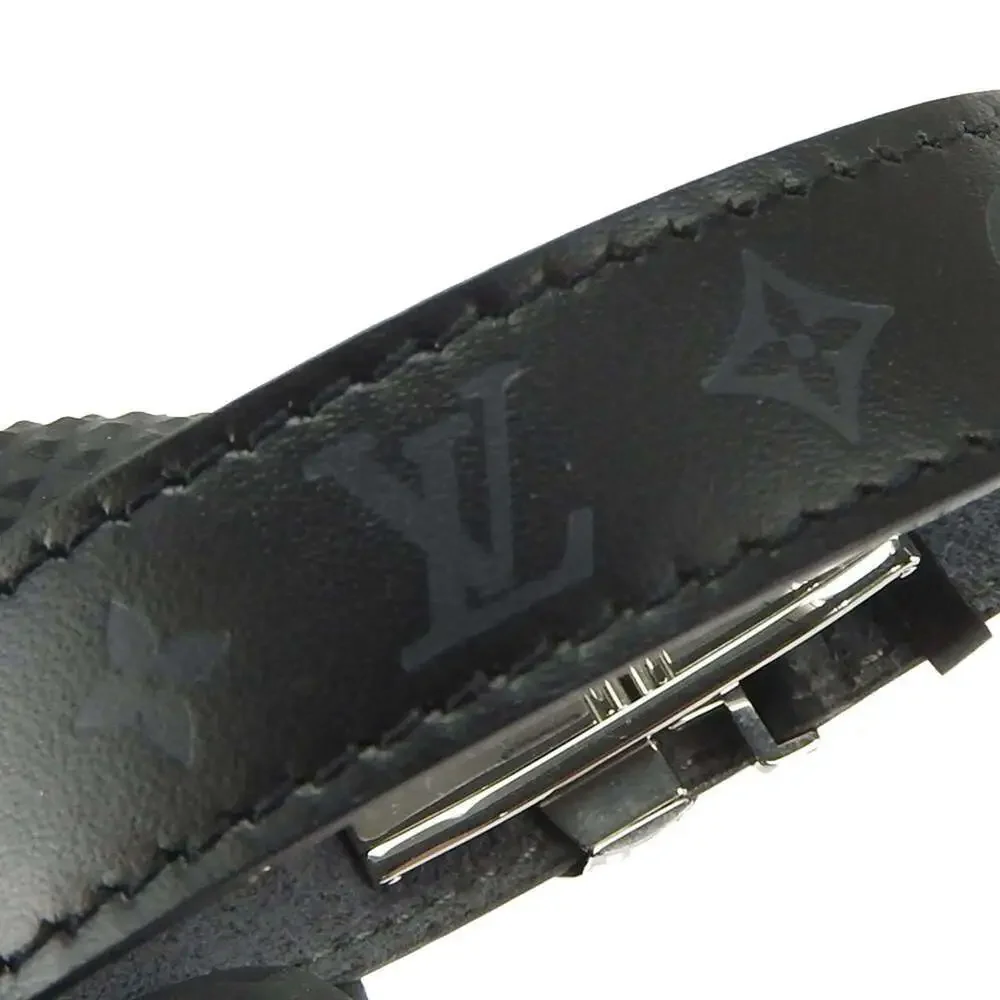 LOUIS VUITTON Black Leather Charm Bracelet
